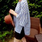 Frill-sleeve Slit-hem Linen Top