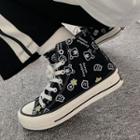 Printed Canvas High-top Sneakers
