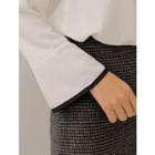 Plus Size Ruffle-cuff Blouse With Brooch