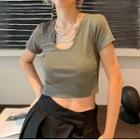 Short-sleeve Chain T-shirt Army Green - One Size