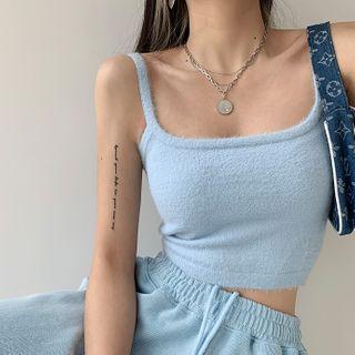 Cropped Furry Camisole Top