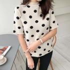 Mock-neck Dotted Knit Top
