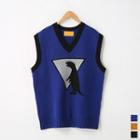 Dinosaur Print V-neck Vest