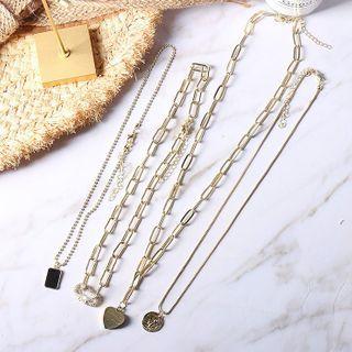 Alloy Pendant Layered Necklace Set Of 4 Pcs - One Size