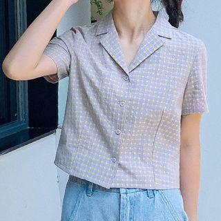 Short-sleeve Gingham Shorts