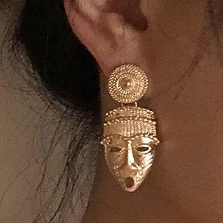 Metal Mask Dangle Earring