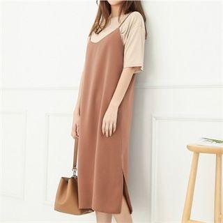 Spaghetti-strap Slit-hem Dress