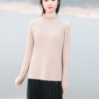 Long-sleeve Plain Raglan Knit Top