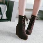 Wedge-heel Lace-up Ankle Boots