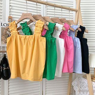 Ruffled-trim Cropped Loose Vest In 6 Colors