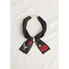 Rose-embroidered Tie Choker
