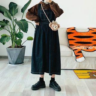 Black Denim Jumper Skirt Black - One Size