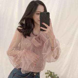 Beaded Mesh Blouse