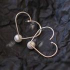 925 Sterling Silver Heart Stud Earring 1 Pair - 925 Silver - Faux Pearl - Earrings - Love Heart - One Size