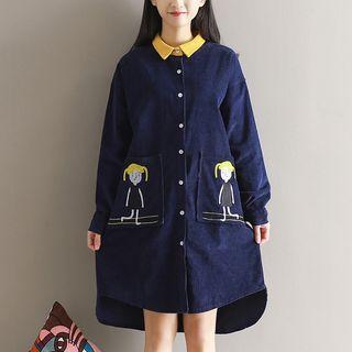 Long-sleeve Corduroy Shirt Dress