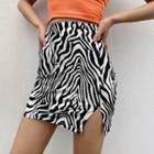 Zebra Print Slit Mini Pencil Skirt