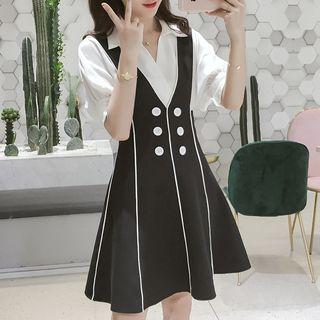 Set: Elbow-sleeve Shirt + Jumper Skirt