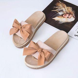 Bow Accent Open Toe Platform Sandals
