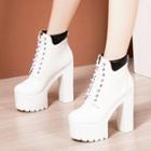 Platform Lace-up Chunky-heel Ankle Boots