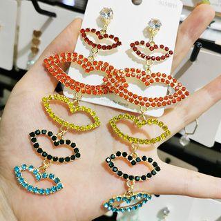 Rhinestone Lip Drop Earring 1 Pair - As Shown In Figure - One Size
