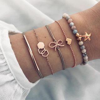 Set: Bead / Alloy / String Bracelet (assorted Designs) Set - As Shown In Figure - One Size