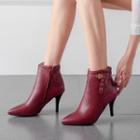 Pointed High-heel Buckled Pankeled Ankle Boots