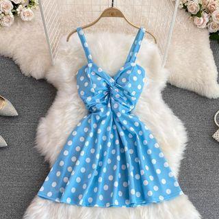 Sleeveless Dotted Knot Mini Dress