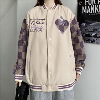 Long-sleeve Embroidered Applique Baseball Jacket