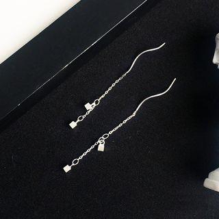 925 Sterling Silver Cube & Swirl Dangle Earring As Shown In Figure - One Size