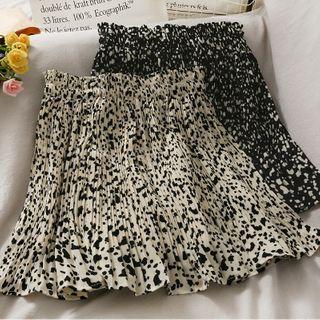 Leopard-print Pleated Mini Skirt