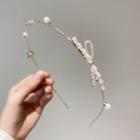 Faux Pearl Rhinestone Headband 01 - 1 Pc - Gold - One Size