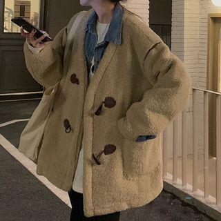 Plain Loose Fit Denim Shirt / Toggle Loose Fit Furry Coat