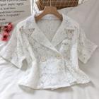 Lace Double Breasted Short-sleeve Top