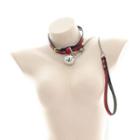 Chain Strap Bell Faux Leather Choker Red - One Size