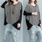Houndstooth Panel Long-sleeve T-shirt