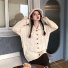 Collared Cable-knit Cardigan Almond - One Size