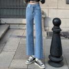 High-waist Wide-leg Straight Jeans