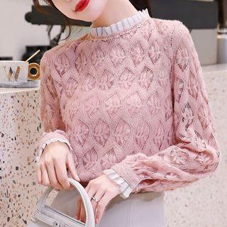 Cutout Ruffle-trim Lace Top