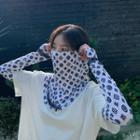 Set: Flower Sun Protection Arm Sleeve + Face Mask White - One Size