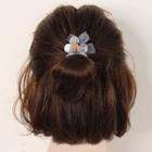 Faux Pearl Bead Organza Bow Hair Tie As Shown In Figure - One Size