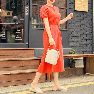 Tie-back Cotton Midi Dress With Sash