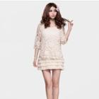 3/4-sleeve Lace Knit Top