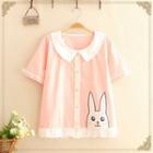Rabbit Printed Short-sleeve Shirt Pink - One Size