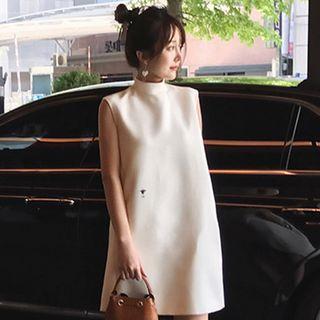 Sleeveless Embroidered Mini Shift Dress
