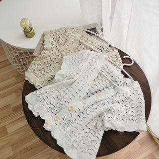 Crochet Cropped Knit Cardigan