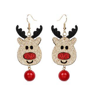 Deer Drop Earring Gold & Red - One Size