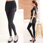 Short-sleeve Contrast-color Sports Top / Inset Shorts Sports Leggings