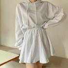 Plus Size Set: Hooded Sweatshirt + Band-waist Mini Skirt