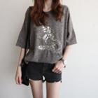 Sequin Eagle-embroidered T-shirt