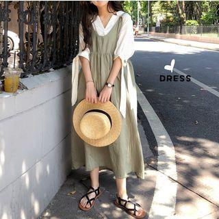 Spaghetti-strap Bow Loose-fit Dress